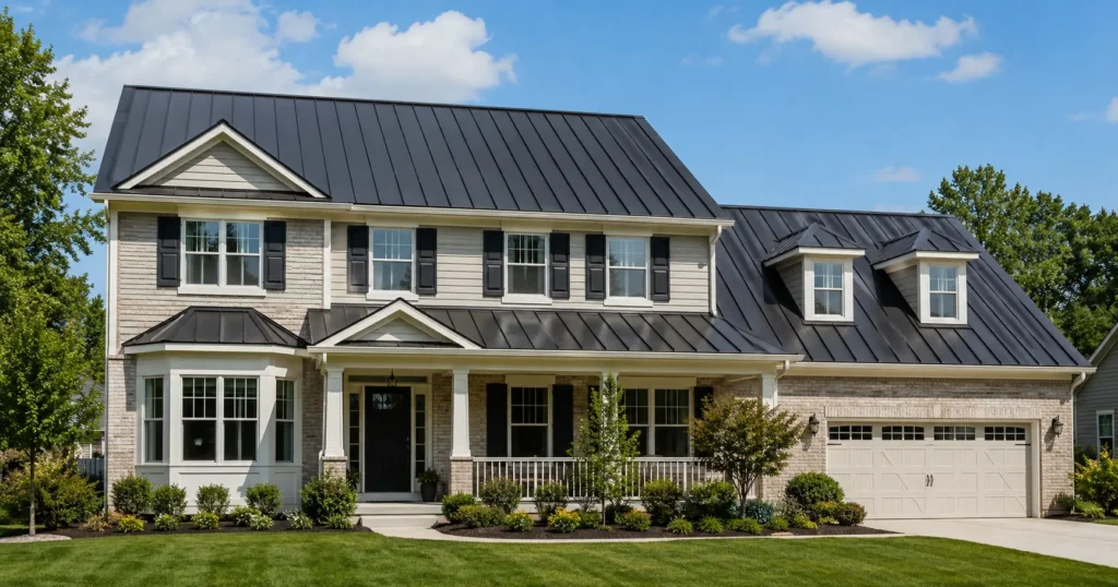 Comparison of a standing seam metal roof and an asphalt shingle roof on Michigan homes