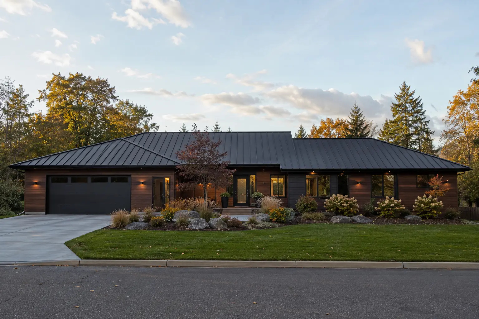 Residential standing seam metal roof shown in a different color and style option.